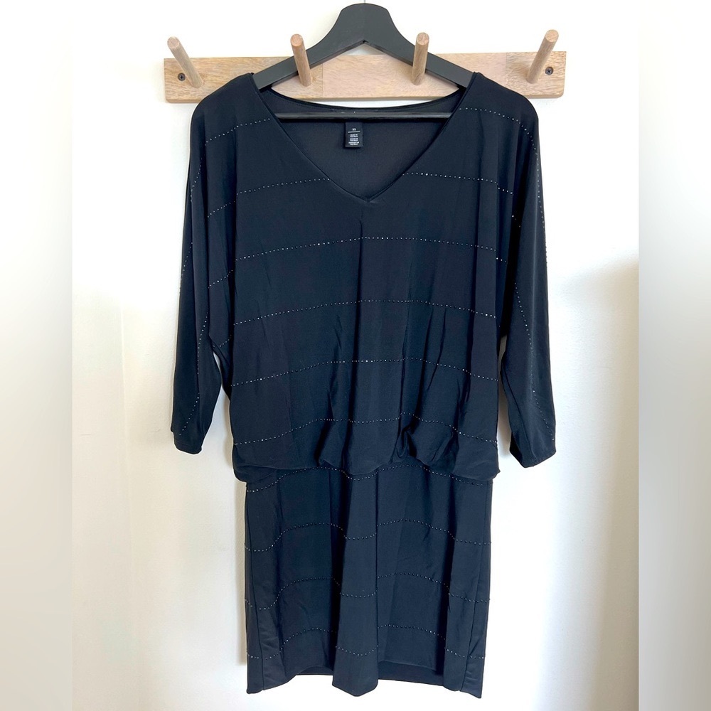 White House Black Market Black Beaded Dress Size XS